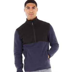 JACK AND JONES Heren Fleece-Jacke mit Halbreißverschluss in Marineblau