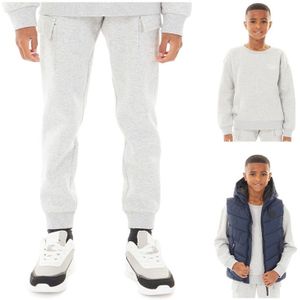 MINOTI Jongens Driedelig Fleece Trainingsjack Joggingbroek En Bodywarmer Set Grijs Melange