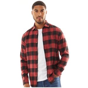 JACK AND JONES Heren Joshua Fall Buffalo Overhemden met lange mouwen Rood