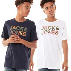JACK AND JONES Jongens Soldier Two Pack Logo T-shirts Marineblauw