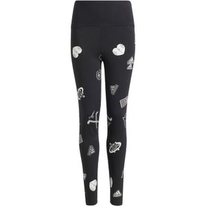 adidas Leggings voor Meisjes Brand Love met print Zwart/Medium grijs melange/Grijs/Wit