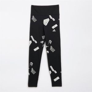 adidas Leggings voor Meisjes Brand Love met print Zwart/Medium grijs melange/Grijs/Wit