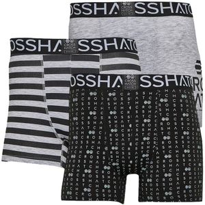 Crosshatch Herren Boxer Shorts 3er Pack Optic Grau Melange/Schwarz