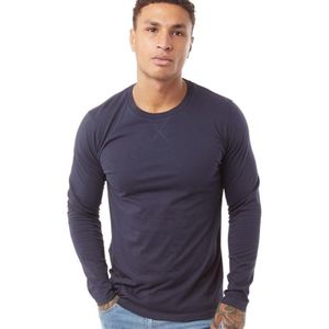 Brave Soul Heren Supreme Crew Neck Langarm T-shirt Navy