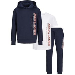 JACK AND JONES Jongens Jwhnew Structure Trainingspak en T-shirt Set Blauw Blazer