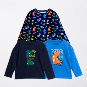 Threadboys BabyJongens Drie Pack Dinosaur Lange Mouw Tops Multi