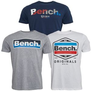 Bench Heren Canwell T-shirts driepack grijs melange/marine/wit