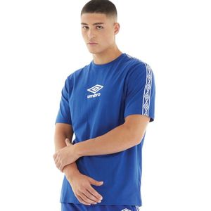 Umbro T-shirt voor Heren Active Style met klein logo en tape Blauw/Wit