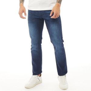Crosshatch Heren Princed Straight Fit Jeans Donkerblauw