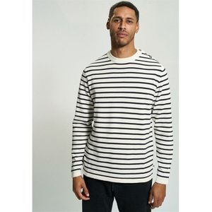 Nielsen Svane Heren Oscar Classic Crew Neck Trui Off White/Marineblauw