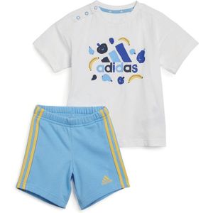 adidas Baby Essentials Fruit Print T-Shirt en Shorts Set Wit/Semi Blauw Burst Mel
