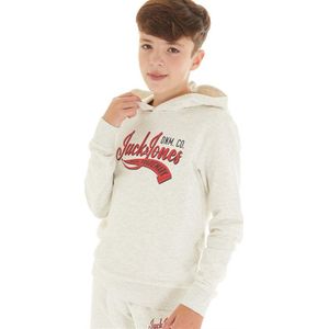 JACK AND JONES Jongens Logo Sweat Hoodie Wit Melange