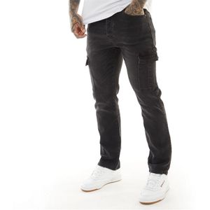 Crosshatch Heren Kremtap Tapered jeans Gewassen Zwart