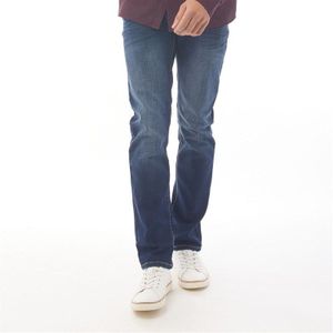 Crosshatch Heren Farrowed Straight Fit Jeans Donker Wash