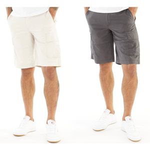 JACK AND JONES Heren Zeus Cargo Short Set van 2 Asphalt/Moonbeam