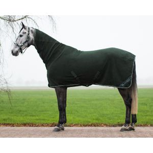 Zweetdeken - QHP Fleecedeken Brilliance met hals Groen Bovenlengte: 75 cm & Onderlengte: 105 cm