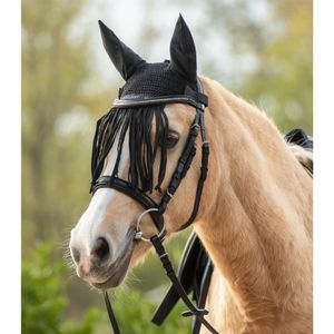 Waldhausen oornetje met franjes Pony Zwart