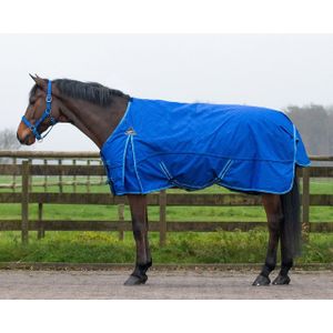 Regendeken - QHP Regendeken turnout luxe fleece  Blauw Bovenlengte: 70 cm & Onderlengte: 100 cm