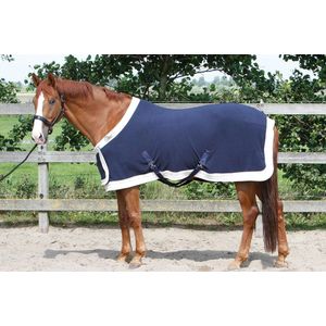 Fleecedeken - Harry's Horse Fleecedeken staatsiemodel met borstflap  Navy Blue Bovenlengte: 165 cm & Onderlengte: 215 cm