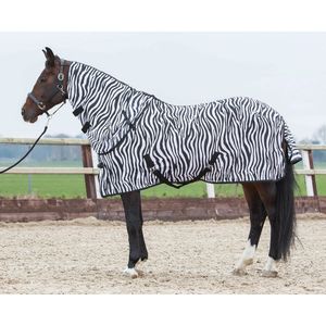 Vliegendeken - Harry's Horse Vliegendeken met losse hals zebra  Zebra Bovenlengte: 125 cm & Onderlengte: 175 cm