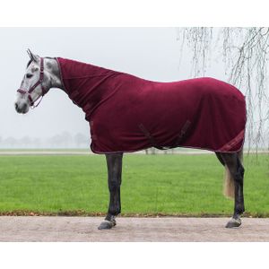 Zweetdeken - QHP Fleecedeken Brilliance met hals Bordeaux Bovenlengte: 70 cm & Onderlengte: 100 cm