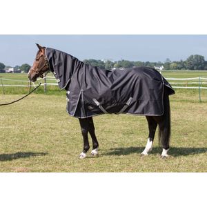 Regendeken - Harry's Horse Outdoor deken Thor 0gr met nek  Zwart Bovenlengte: 105 cm & Onderlengte: 155 cm