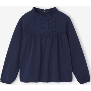 Shirt van Engels borduurwerk voor meisjes marineblauw