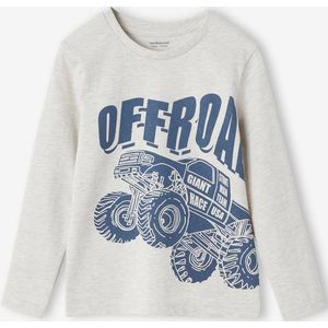 Basics T-shirt met lange mouwen voor jongens met een speels of grafisch motief gemêleerd wit