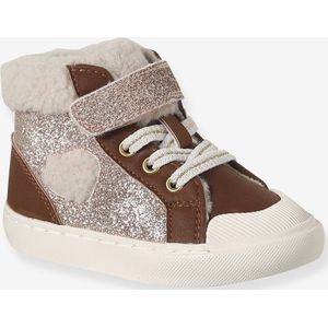 Baskets baby meisjes synthetisch gevoerd elastische veters en klittenband veel bruin