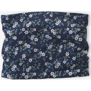 Meisjes snood met bloemenprint en fleece voering inktblauw