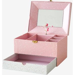 Muziekdoos Eenhoorn roze licht uni met decor