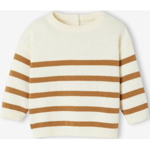 Gestreept baby trui van tricot karamel