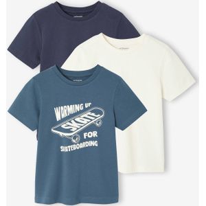 Set van 3 T-shirts met korte mouwen jongens blauw