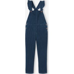 Velours meisjestuinbroek met ruches op de bandjes marineblauw
