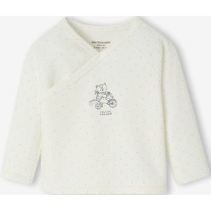 Bedrukte body's voor pasgeborenen met opening aan de voorkant blauwgroen