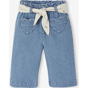 Wijde babyjeans met knoopriem stone