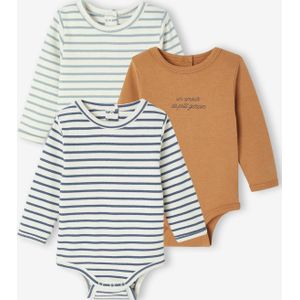 Set van 3 body's voor pasgeborenen van ribgebreid en interlock blauw
