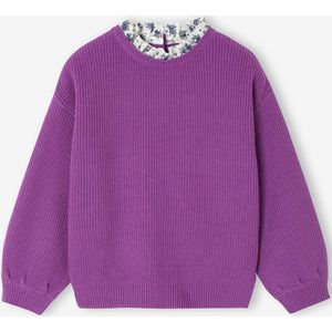 Meisjestrui met losse pasvorm en sierkraag paars