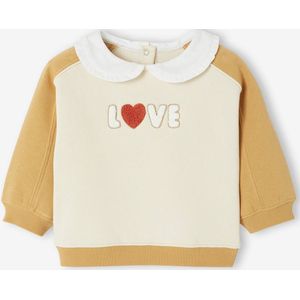 Meisjes sweater met Claudine kraag okergeel