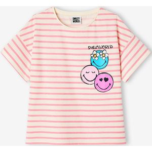 T-shirt Smiley World gestreept roze, gestreept