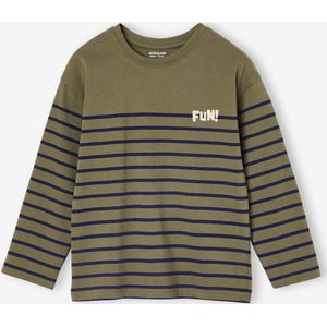 Marine t-shirt voor jongens met fluwelen flocking op de borst kaki