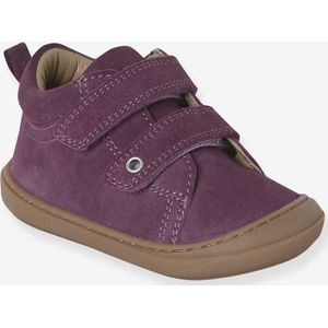 Zachte lederen baby-slofjes voor de eerste stapjes zachtpaars
