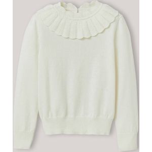CYRILLUS trui met Peter Pan-kraag voor meisjes van katoen en wol ecru