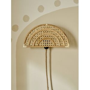 Regenboog wandlamp in rotan en riet hout