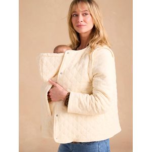 Evolutieve gewatteerde jas met zwangerschaps- en postzwangerschapsbeschermer ENVIE DE FRAISE in katoenen gaas ecru