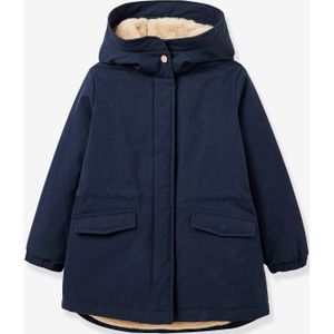 Meisjesparka met voering van imitatiebont CYRILLUS marineblauw