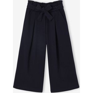 Wijde korte meisjesbroek van piqué mesh JONEN marineblauw