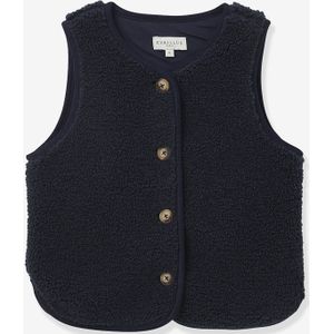 Mouwloze jas van sherpa voor meisjes CYRILLUS marineblauw