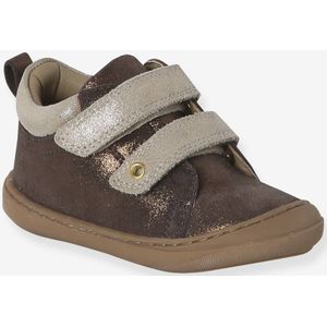 Zachte lederen baby-slofjes voor de eerste stapjes brons