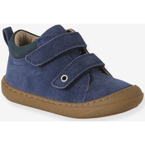 Babyslofjes van zacht leer met antislip blauw